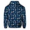 AOPH-U-Ani-CuteBluePtn-Sark-210809NA10 @ Shark Cute Blue Pattern-Shark Blue Sea Pattern All Over Print Hoodie