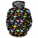 AOPH-U-Ani-ColoPtn-Dino-210809NA10 @ Dinosaur Colorful Pattern-Dinosaur Colorful Pattern All Over Print Hoodie