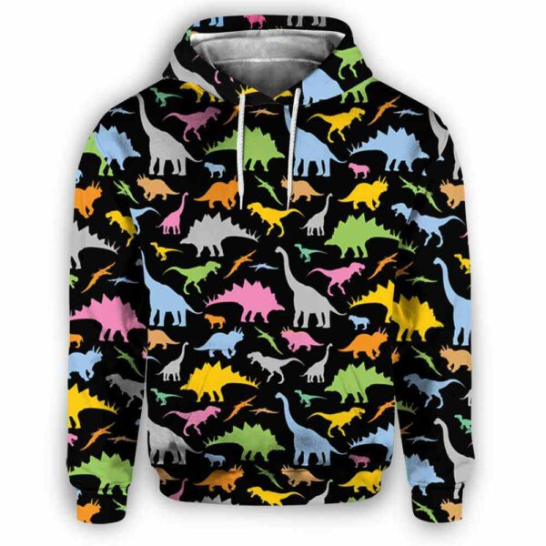 AOPH-U-Ani-ColoPtn-Dino-210809NA10 @ Dinosaur Colorful Pattern-Dinosaur Colorful Pattern All Over Print Hoodie