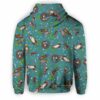 AOPH-U-Ani-DarkGreePtn-Oter-210809NA10 @ Otter Dark Green Pattern-Otter Dark Green Swimming All Over Print Hoodie