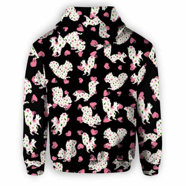 AOPH-U-Ani-PinkSimpHearPtn-Sqrl-210809NA10 @ Squirrel Pink Simple Heart Pattern-Squirrel Pink Heart Pattern All Over Print Hoodie