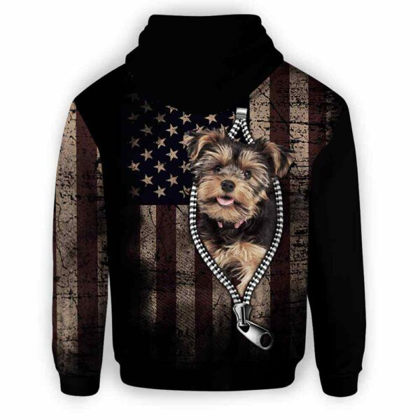 AOPH-U-Dog-AmerFlagZipp-Yorkie-210809NA10 @ Yorkie American Flag Zipper-Yorkshire Terrier Usa Flag Zipper All Over Print Hoodie