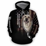 AOPH-U-Dog-AmerFlagZipp-Lab-210809NA10 @ Labrador Retriever American Flag Zipper-Labrador Retriever Usa Flag Zipper All Over Print Hoodie