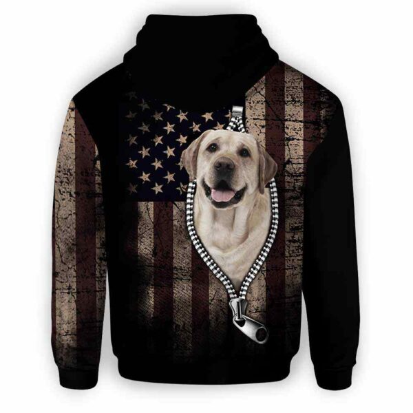 AOPH-U-Dog-AmerFlagZipp-Lab-210809NA10 @ Labrador Retriever American Flag Zipper-Labrador Retriever Usa Flag Zipper All Over Print Hoodie