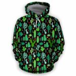 AOPH-U-Hobb-WateCactPtn-Succ-210809NA10 @ Succulent Watercolor Cactus Pattern-Succulent Cactus Plant Pattern All Over Print Hoodie