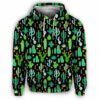 AOPH-U-Hobb-WateCactPtn-Succ-210809NA10 @ Succulent Watercolor Cactus Pattern-Succulent Cactus Plant Pattern All Over Print Hoodie
