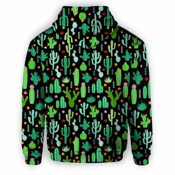 AOPH-U-Hobb-WateCactPtn-Succ-210809NA10 @ Succulent Watercolor Cactus Pattern-Succulent Cactus Plant Pattern All Over Print Hoodie