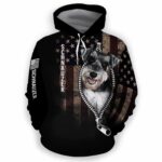 AOPH-U-Dog-AmerFlagZipp-Schzer-210809NA10 @ Schnauzer American Flag Zipper-Schnauzer Usa Flag Zipper All Over Print Hoodie