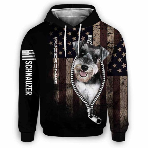 AOPH-U-Dog-AmerFlagZipp-Schzer-210809NA10 @ Schnauzer American Flag Zipper-Schnauzer Usa Flag Zipper All Over Print Hoodie