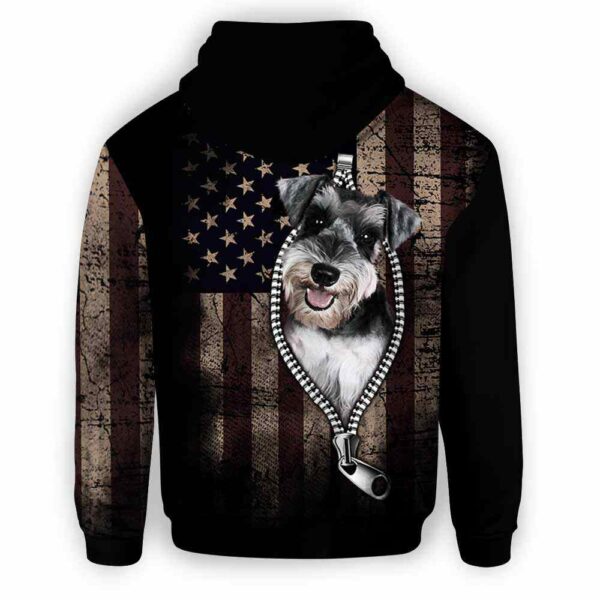 AOPH-U-Dog-AmerFlagZipp-Schzer-210809NA10 @ Schnauzer American Flag Zipper-Schnauzer Usa Flag Zipper All Over Print Hoodie