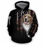 AOPH-U-Dog-AmerFlagZipp-Beagle-210809NA10 @ Beagle American Flag Zipper-Beagle Usa Flag Zipper All Over Print Hoodie