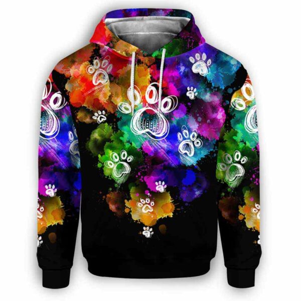 AOPH-U-Job-PawPrinWate-Dgrm-210809NA10 @ Dog Groomer Paw Print Watercolor-Dog Groomer Watercolor Paw Print All Over Print Hoodie