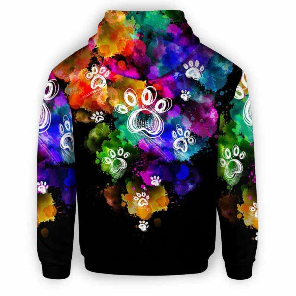AOPH-U-Job-PawPrinWate-Dgrm-210809NA10 @ Dog Groomer Paw Print Watercolor-Dog Groomer Watercolor Paw Print All Over Print Hoodie