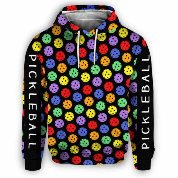 AOPH-U-Hobb-ColoBallPtn-Pklb-210809NA10 @ Pickleball Colorful Ball Pattern-Pickleball Colorful Pickleballs Pattern All Over Print Hoodie