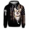AOPH-U-Dog-AmerFlagZipp-Corgi-210809NA10 @ Corgi American Flag Zipper-Corgi Usa Flag Zipper All Over Print Hoodie