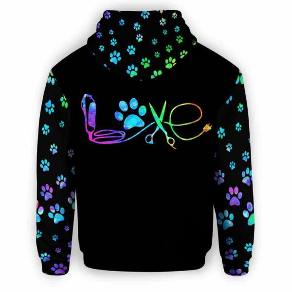 AOPH-U-Job-WateLogo-Dgrm-210809NA10 @ Dog Groomer Watercolor Logo-Dog Groomer Watercolor Grooming Logo All Over Print Hoodie