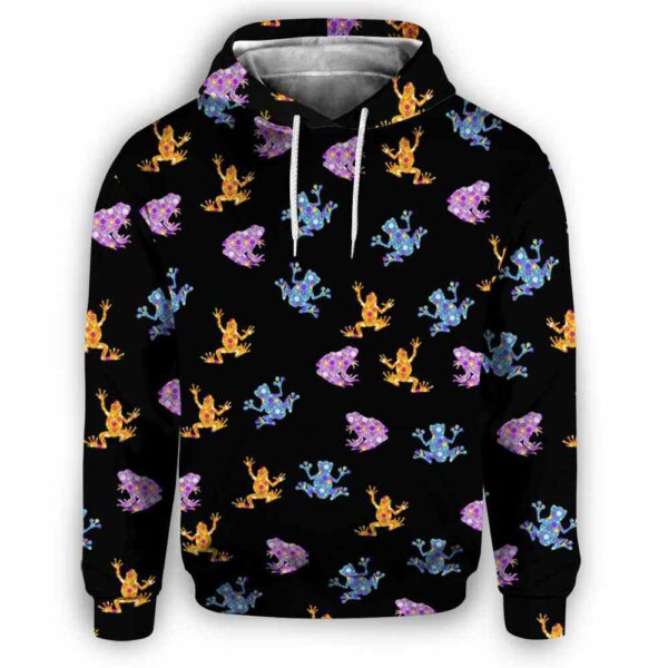 AOPH-W-Ani-FralPtn-Frog-210809NA10 @ Frog Floral Pattern-Frog Floral Pattern All Over Print Hoodie