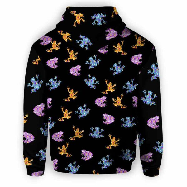 AOPH-W-Ani-FralPtn-Frog-210809NA10 @ Frog Floral Pattern-Frog Floral Pattern All Over Print Hoodie