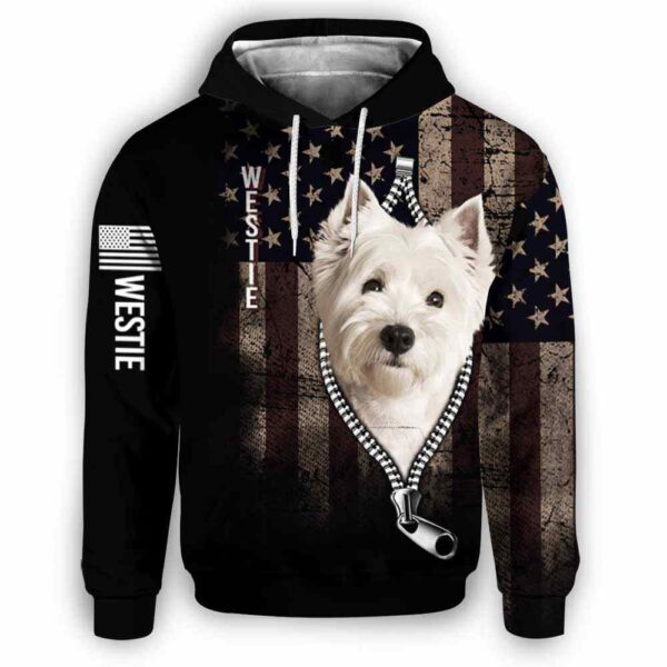 AOPH-U-Dog-AmerFlagZipp-Westie-210809NA10 @ Westie American Flag Zipper-West Highland White Terrier Usa Flag Zipper All Over Print Hoodie