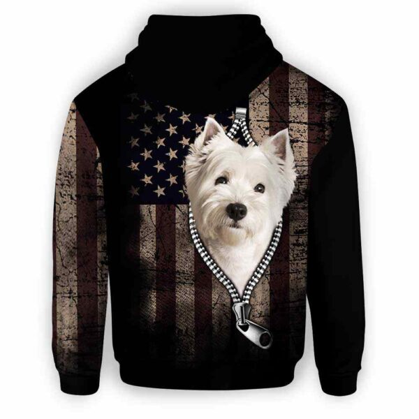 AOPH-U-Dog-AmerFlagZipp-Westie-210809NA10 @ Westie American Flag Zipper-West Highland White Terrier Usa Flag Zipper All Over Print Hoodie