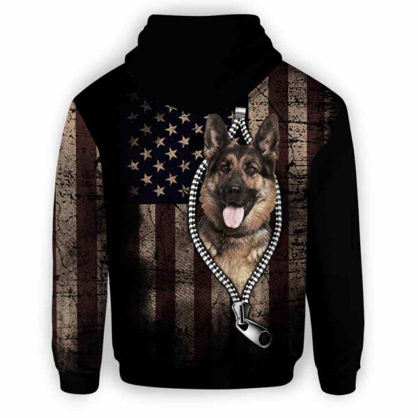 AOPH-U-Dog-AmerFlagZipp-GerShe-210809NA10 @ German Shepherd American Flag Zipper-German Shepherd Usa Flag Zipper All Over Print Hoodie