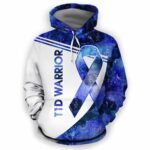 AOPH-U-Awa-BlueGlxyWate-T1d-210809NA10 @ T1d Blue Galaxy Watercolor-T1D Warrior Blue Galaxy All Over Print Hoodie