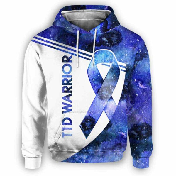 AOPH-U-Awa-BlueGlxyWate-T1d-210809NA10 @ T1d Blue Galaxy Watercolor-T1D Warrior Blue Galaxy All Over Print Hoodie