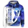 AOPH-U-Awa-BlueGlxyWate-ColCan-210809NA10 @ Colon Cancer Blue Galaxy Watercolor-Colon Cancer Awareness Blue Galaxy All Over Print Hoodie