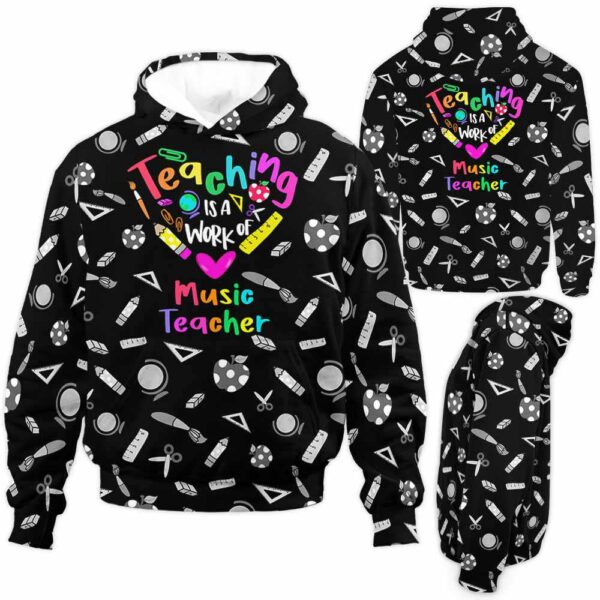 AOPH-U-Job-TeacHear-Mtcer-210906VY10 @ Music Teacher Teaching Heart-Music Teacher Teaching Is Work Of Heart All Over Print Hoodie