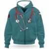 AOPH-U-Nur-TealShir-Nur-210909NA10 @ Nurse Teal Shirt-Nurse Nurse Shirt Teal All Over Print Hoodie