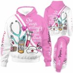 AOPH-U-Nur-WorkWillWhitPink-Nur-210910NA10 @ Nurse Work Willingly White Pink-Nurse She Works Willingly With Her Hands All Over Print Hoodie