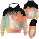 AOPH-U-Job-RetrTeacCustName-Sc14-210928VA10 @ Kindergarten Retro Teacher Custom Name-Kindergarten Heartbeat Retro Custom Name All Over Print Hoodie