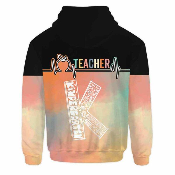 AOPH-U-Job-RetrTeacCustName-Sc14-210928VA10 @ Kindergarten Retro Teacher Custom Name-Kindergarten Heartbeat Retro Custom Name All Over Print Hoodie