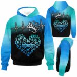 AOPH-U-Job-TealBlueHear-Dgrm-210928VA10 @ Dog Groomer Teal blue Heartbeat-Dog Groomer Heartbeat Blue Teal All Over Print Hoodie