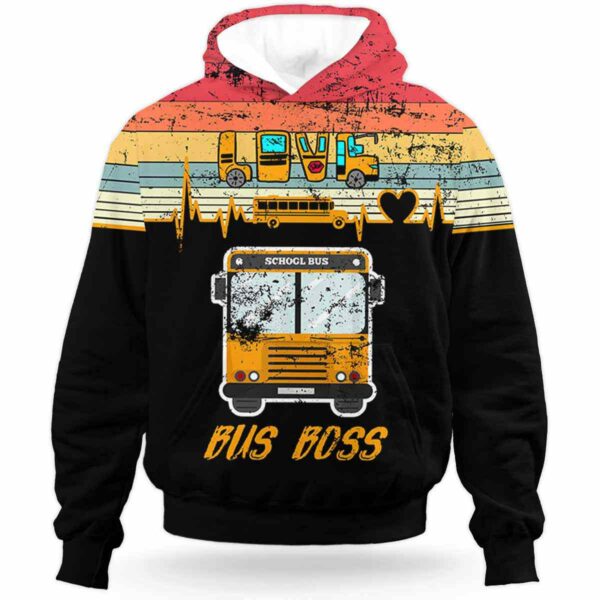 AOPH-U-Job-BusBoss-Sbdr-211001NA10 @ Bus Driver Bus Boss-School Bus Driver Retro Bus Boss All Over Print Hoodie