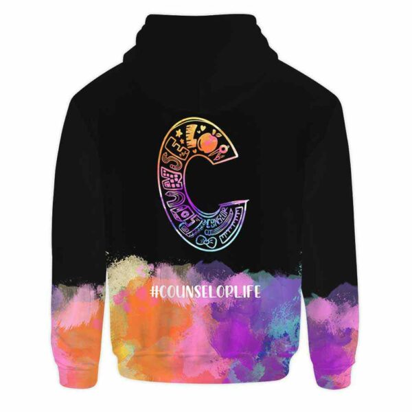 AOPH-U-Job-WateColo-Csl-210928VA10 @ Counselor Watercolor colorful-School Counselor Watercolor Counselor Life All Over Print Hoodie