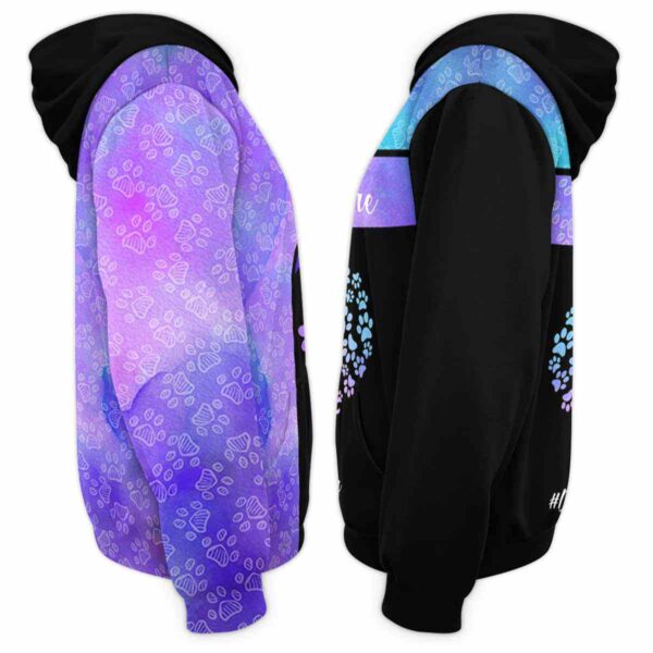 AOPH-U-Job-PawsHearTealPurp-Dgrm-210928VA10 @ Dog Groomer Paws heart Teal Purple-Dog Groomer Heart Pastel Custom Name All Over Print Hoodie