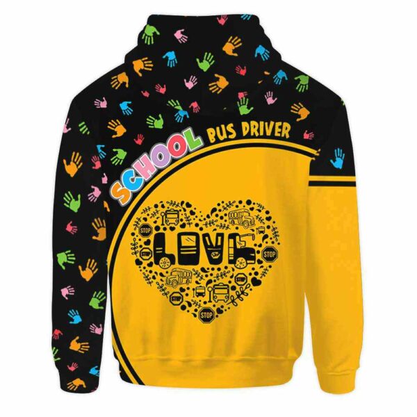 AOPH-U-Job-ColoSchoBus-Sbdr-211001NA10 @ Bus Driver Colorful School Bus-School Bus Driver Heart Love Colorful Hands All Over Print Hoodie
