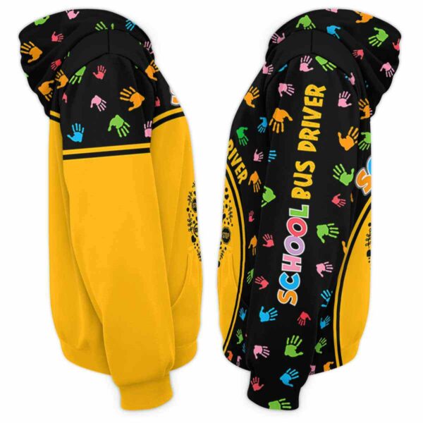 AOPH-U-Job-ColoSchoBus-Sbdr-211001NA10 @ Bus Driver Colorful School Bus-School Bus Driver Heart Love Colorful Hands All Over Print Hoodie