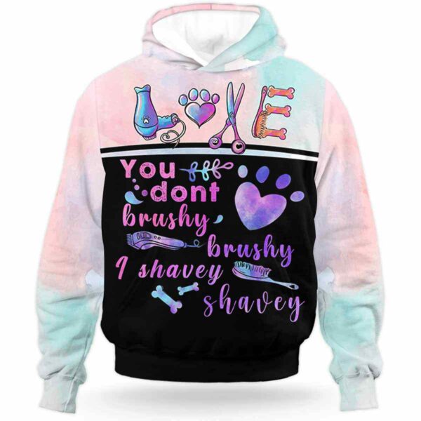 AOPH-U-Job-PastLove-Dgrm-210928VA10 @ Dog Groomer Pastel Love-Dog Groomer Pastel Love Brushy All Over Print Hoodie