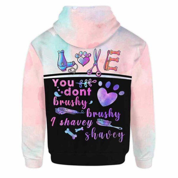 AOPH-U-Job-PastLove-Dgrm-210928VA10 @ Dog Groomer Pastel Love-Dog Groomer Pastel Love Brushy All Over Print Hoodie