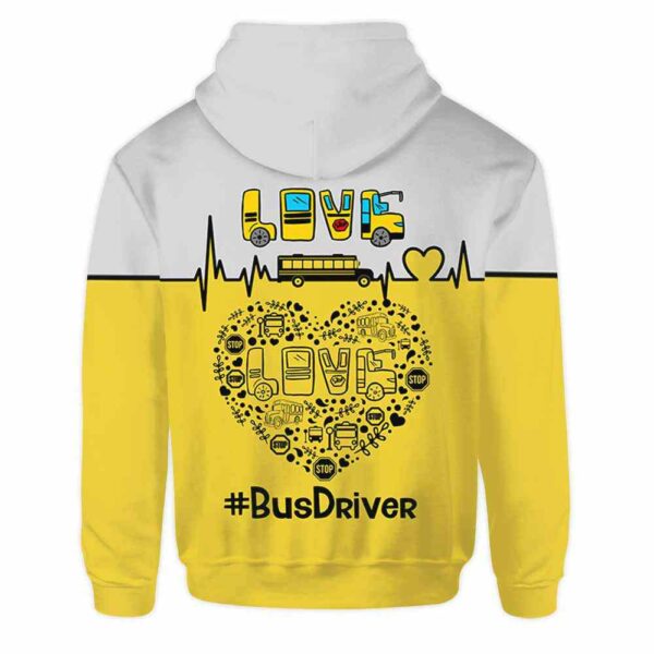 AOPH-U-Job-BusHear-Sbdr-211001NA10 @ Bus Driver Bus Heart-School Bus Driver Heart Love Heartbeat Yellow All Over Print Hoodie
