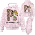 AOPH-U-Job-KindPinkLeop-Sc21-210928VA10 @ Preschool Kindergarten Pink Leopard-Pre School Pink Leopard Preschoollife All Over Print Hoodie