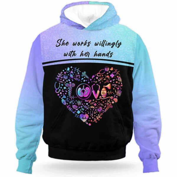 AOPH-U-Nur-TealPurpGrd-ResThe-210928VA10 @ Respiratory Therapist Teal Purple Gradient-Respiratory Therapist Teal Purple Love Works Willingly All Over Print Hoodie