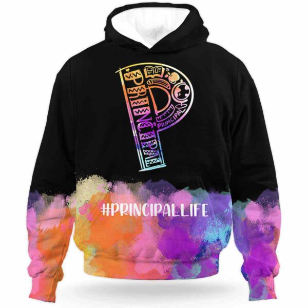 AOPH-U-Job-WateColo-T8-210928VA10 @ Principal Watercolor colorful-Principal Watercolor Principal Life All Over Print Hoodie
