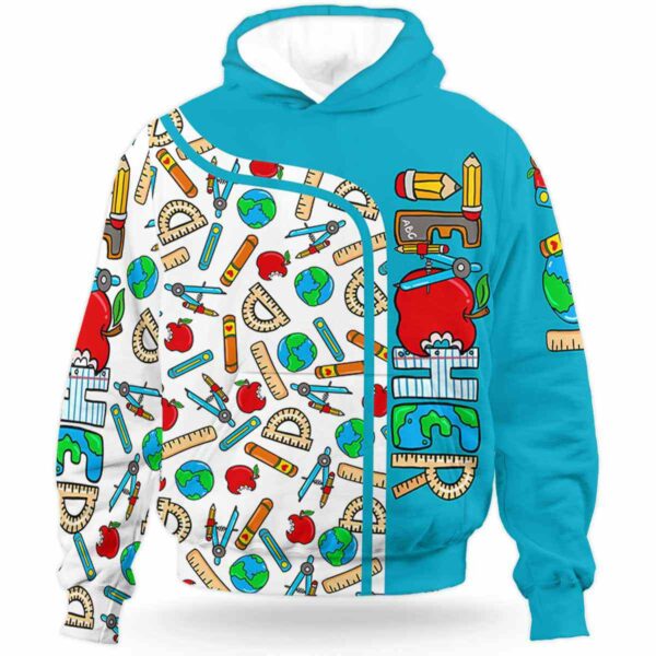 AOPH-U-Job-ToolPtn-Tcer-210924NA10 @ Teacher Tools Pattern-Teacher Teal Teacher Tools Pattern All Over Print Hoodie