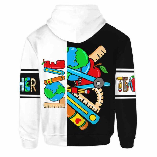 AOPH-U-Job-BlacAndWhit-Tcer-210924NA10 @ Teacher Black and white-Teacher Black And White Teacher Things All Over Print Hoodie