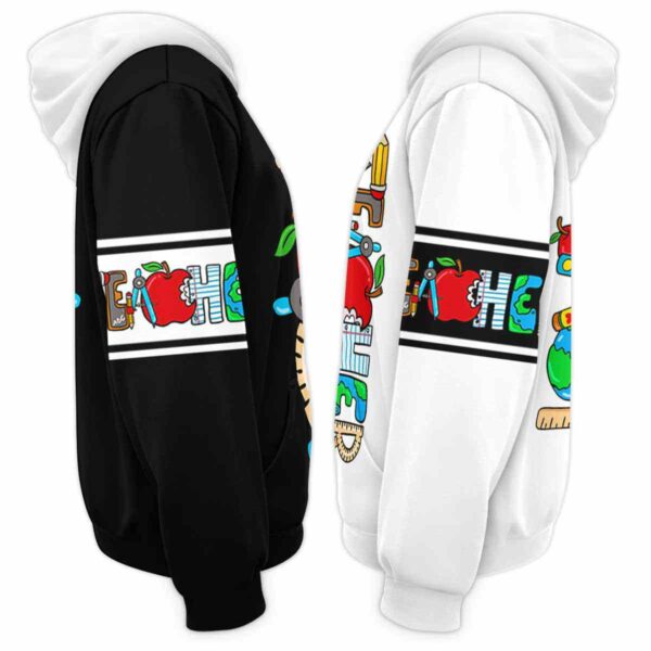AOPH-U-Job-BlacAndWhit-Tcer-210924NA10 @ Teacher Black and white-Teacher Black And White Teacher Things All Over Print Hoodie