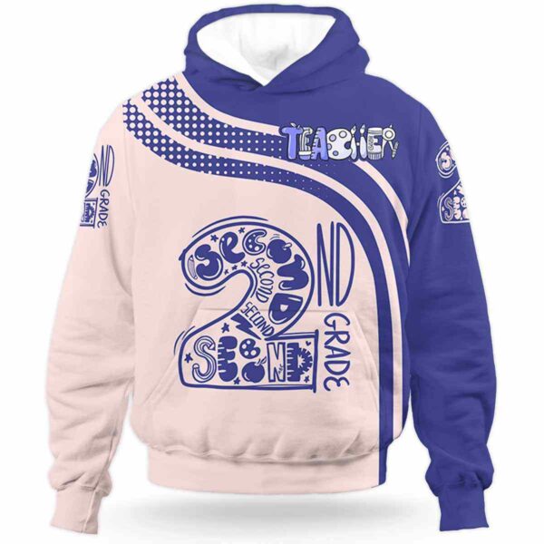 AOPH-U-Job-2ndGradLine-Sc2-210925NA10 @ 2nd Grade 2nd Grade Line-2Nd Grade Teacher Navy Line All Over Print Hoodie