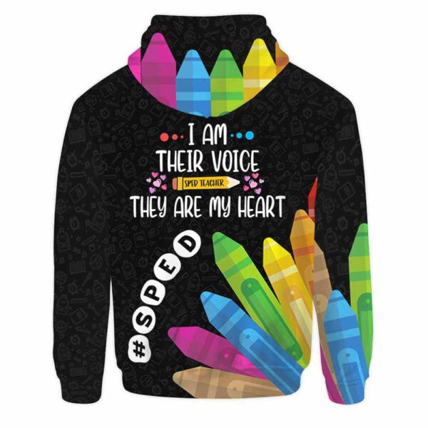 AOPH-U-Job-ImTheiVoicTheyAre-Sped-210929NA10 @ Sped Teacher Im their voice they are my heart-Sped Teacher They Are My Heart Colorful All Over Print Hoodie